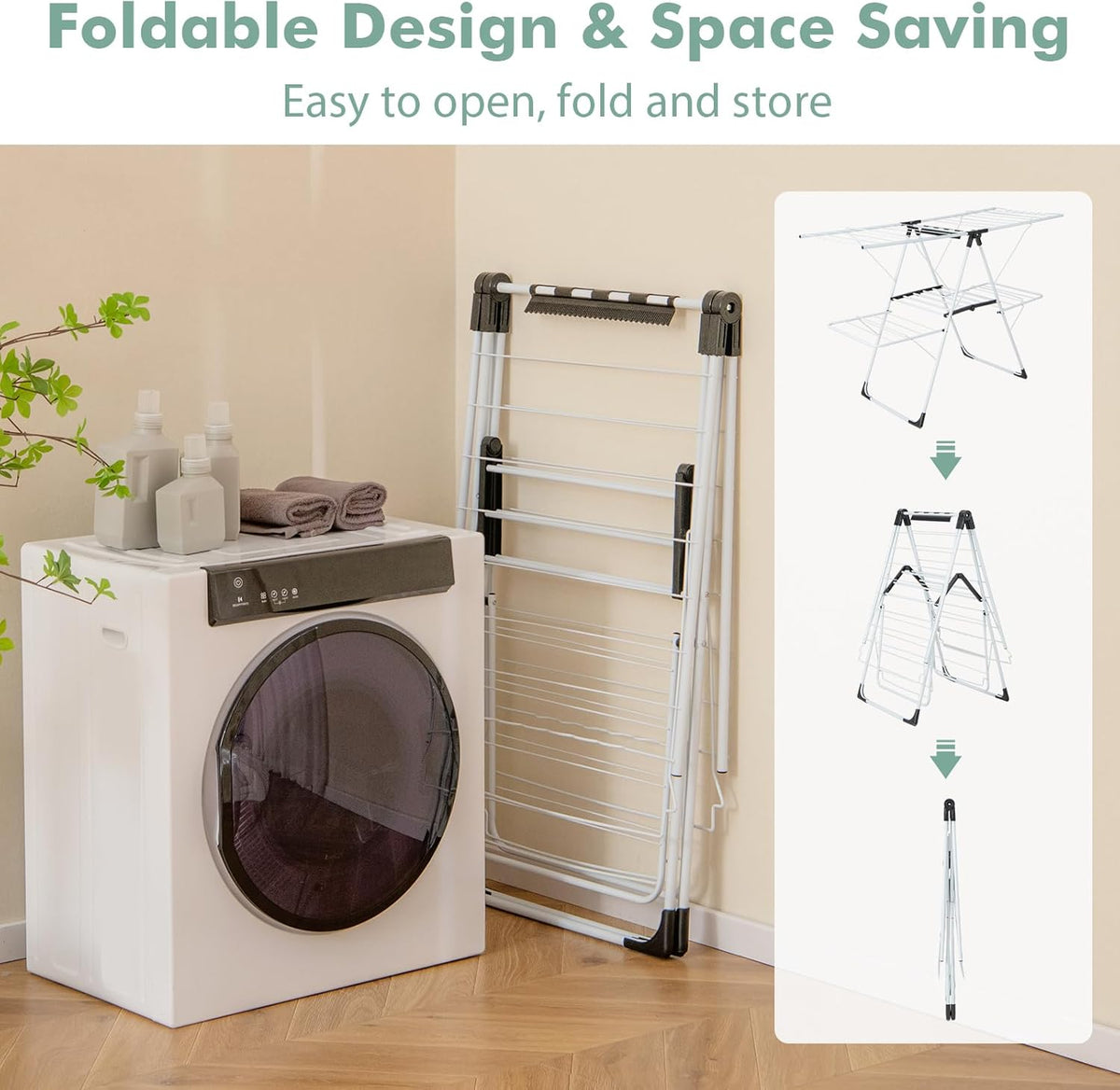 Giantex Clothes Drying Rack, 2-Layer Stainless Steel Foldable Laundry Drying Rack with 6-Level