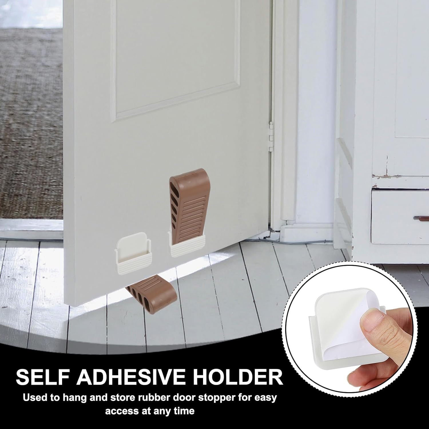 PATIKIL Rubber Door Stoppers for Bottom of Door, Door Wedge Stopper with Holder Sturdy Stackable