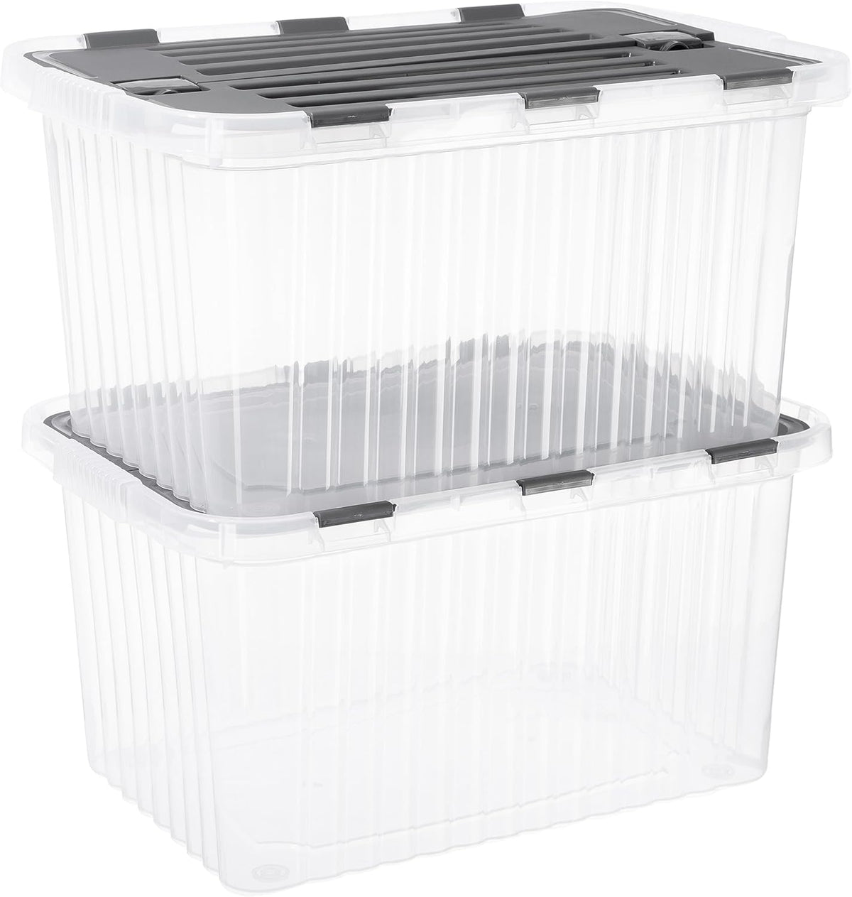 Superio Storage Bins with Lids, Clear Plastic Containers for Organizing, Stackable Totes, BPA Free