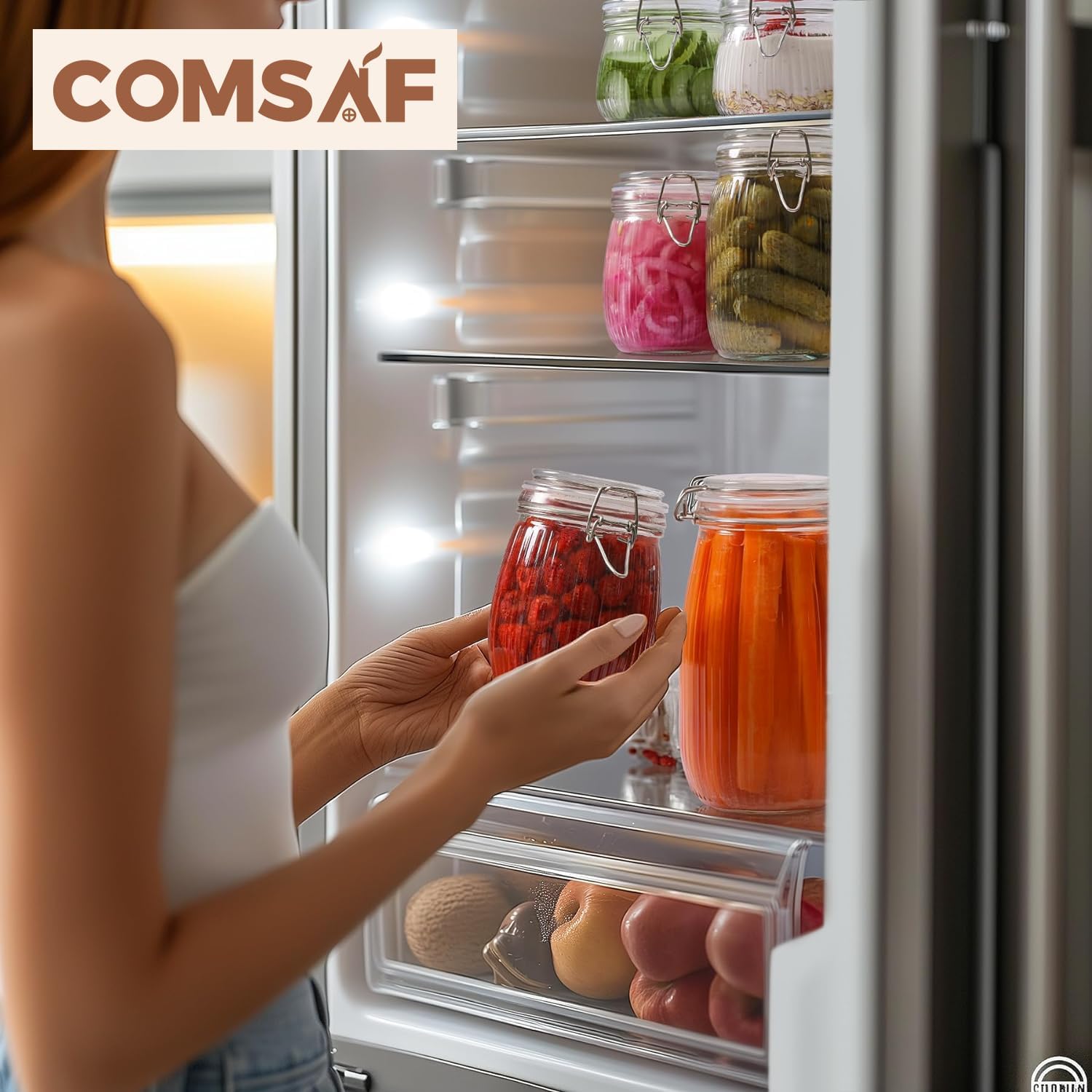 ComSaf Airtight Glass jar with lid 17oz, Glass Storage Containers with Lids, Small Canister, Mason
