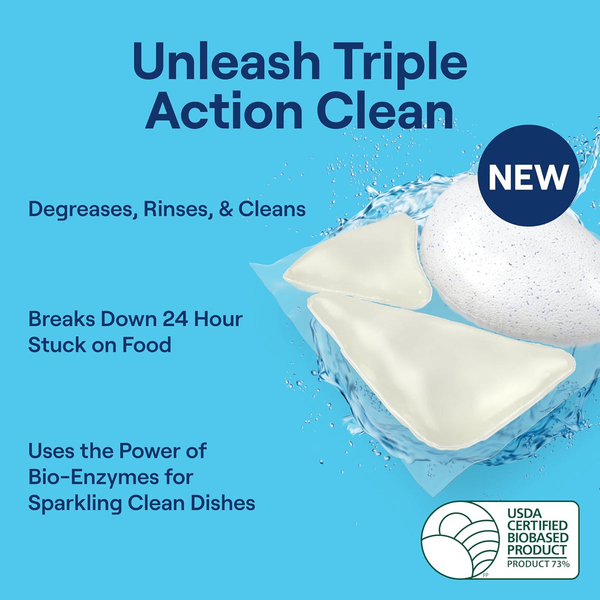 Seventh Generation Triple Action Clean Automatic Dishwasher Detergent Packs with Bio-Enzyme Power