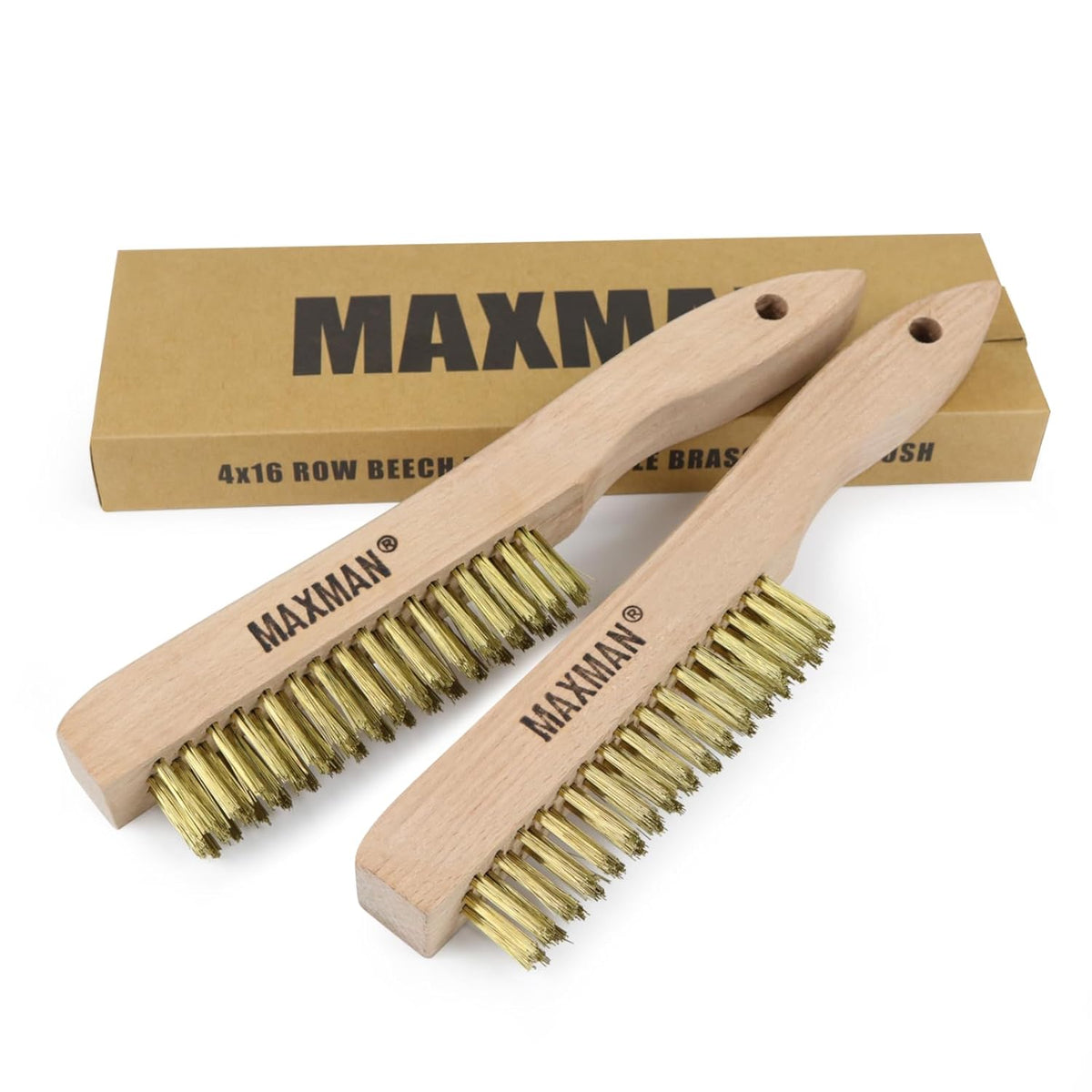 MAXMAN Brass Brush, Heavy Duty Brass Wire Brush Set 2Pcs, Metal Brush, Wire Brushes for Cleaning