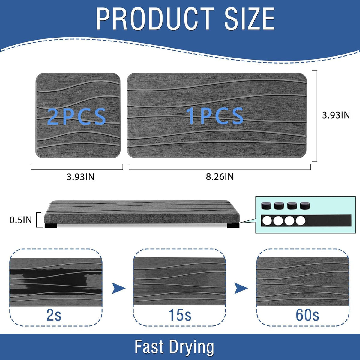 3PCS Water Absorbing Stone Tray, Fast Drying Stone Sink Tray, Stones Soap Trays, Water Absorbent
