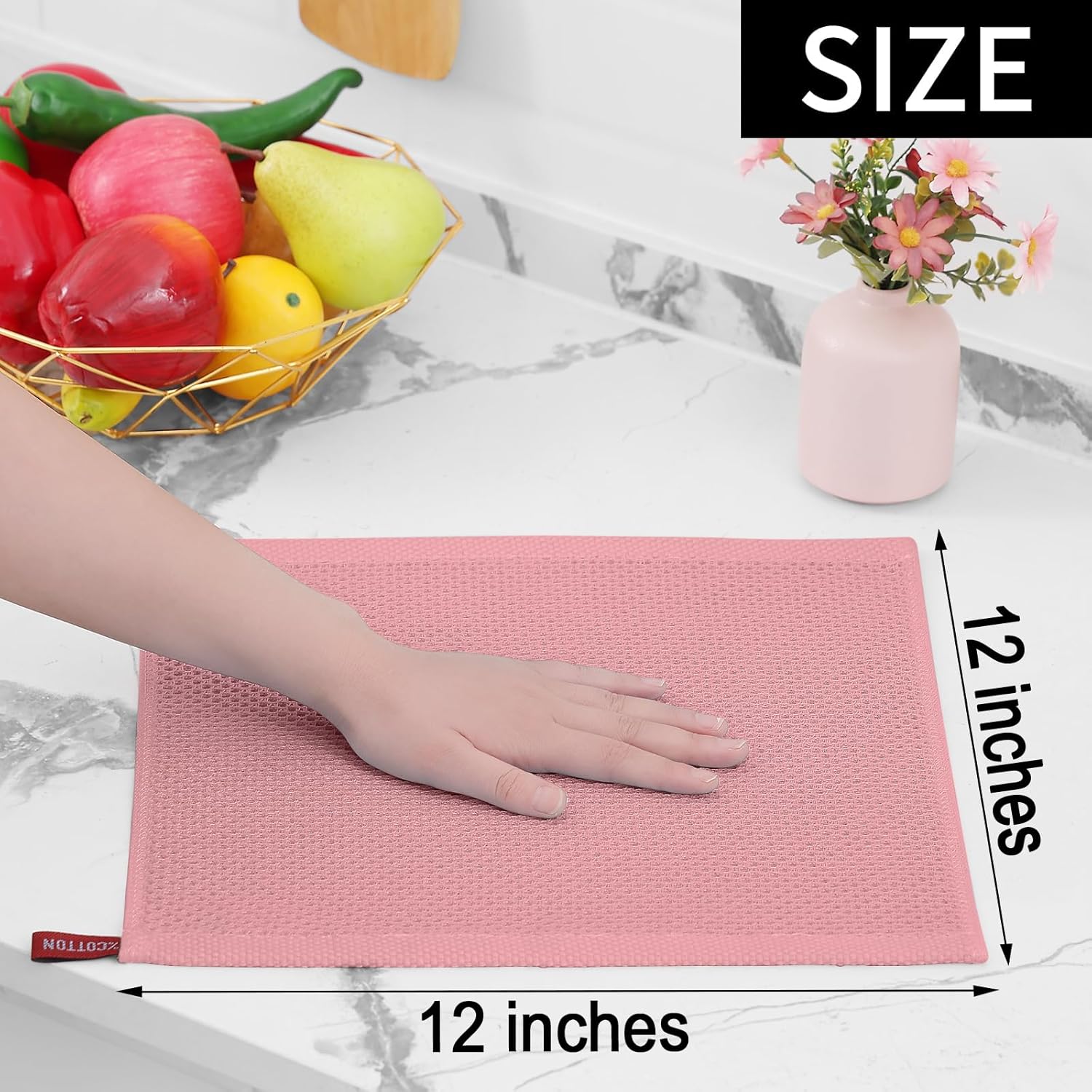 Homaxy 100% Cotton Waffle Weave Kitchen Dish Cloths, Ultra Soft Absorbent Quick Drying Dish Towels