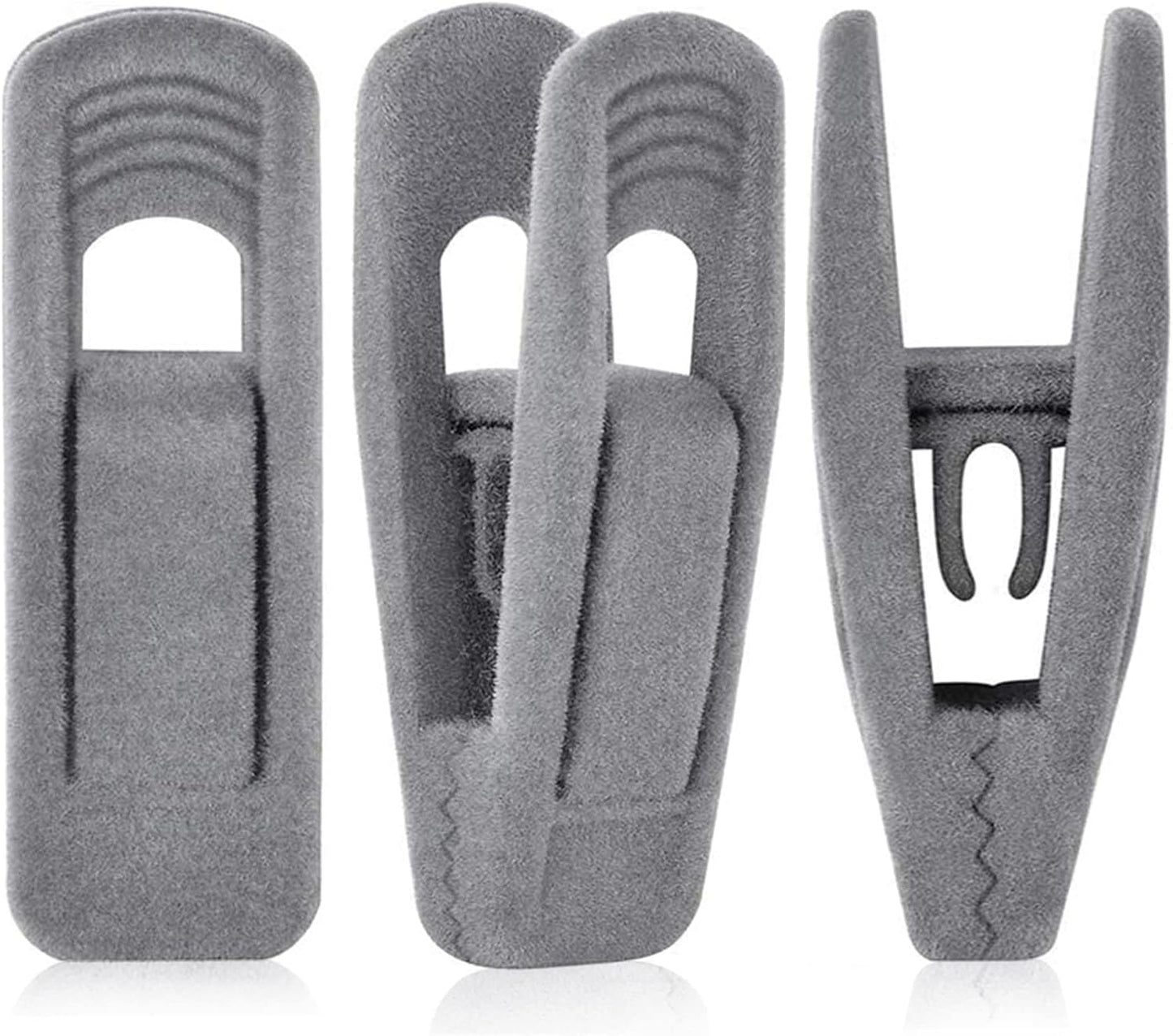 Grey Velvet Hangers Clips (50-Pack), Non-Slip Velvet Skirt Hanger Clips for Velvet Hangers, Strong