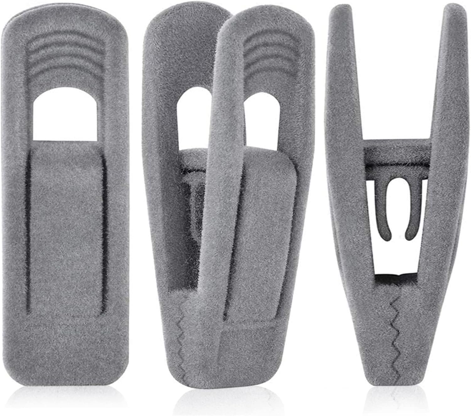 Grey Velvet Hangers Clips (50-Pack), Non-Slip Velvet Skirt Hanger Clips for Velvet Hangers, Strong