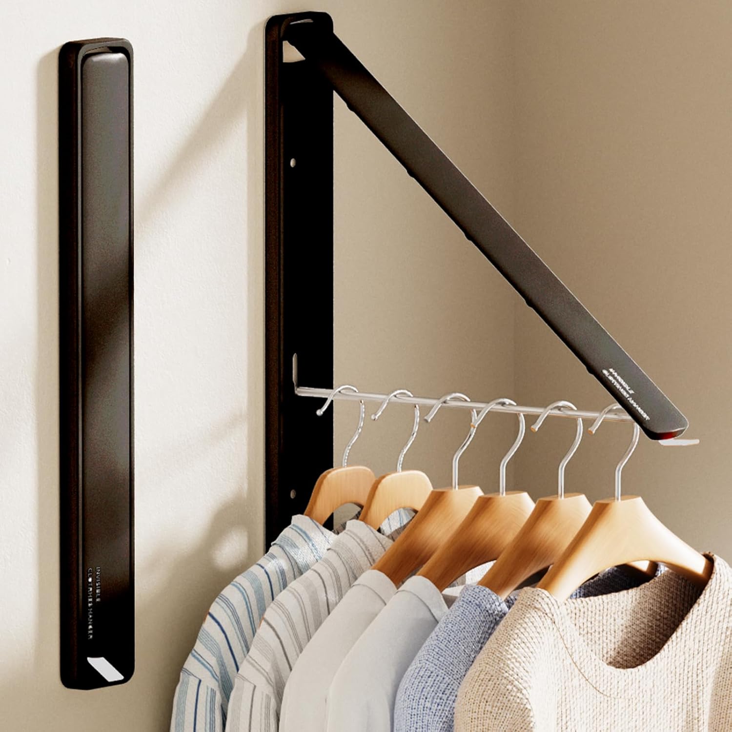 Clothes Drying Rack, Laundry Room Wall Mounted Retractable Clothes Hanger Drying Rack, Laundry