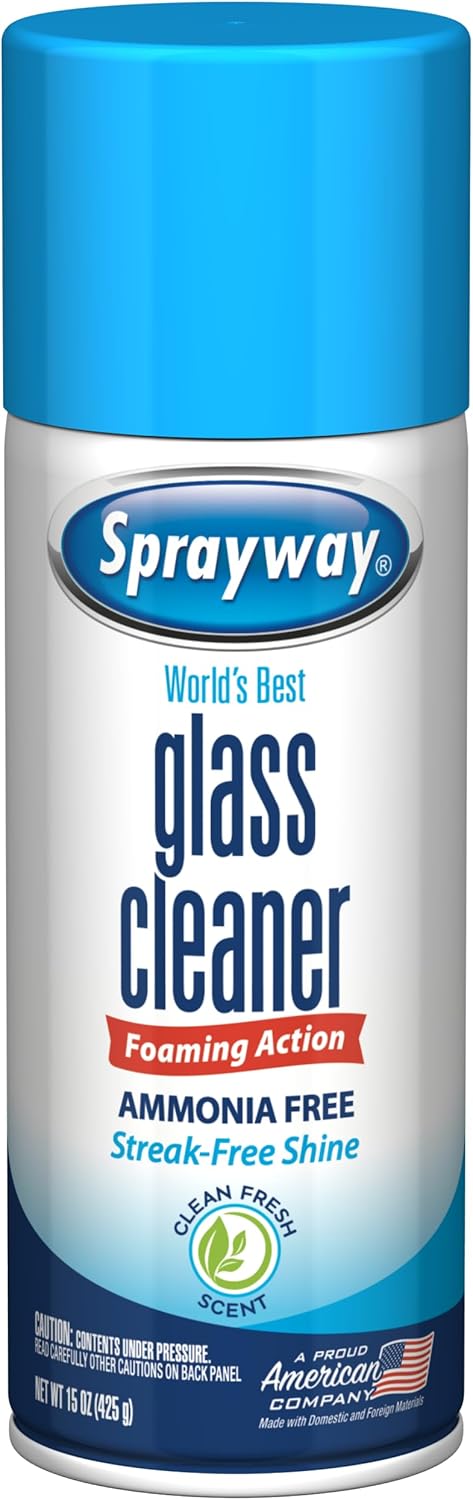 Sprayway Glass Cleaner Foaming Aerosol Spray, 15oz, Pack of 6 | Ammonia-Free, Streakless