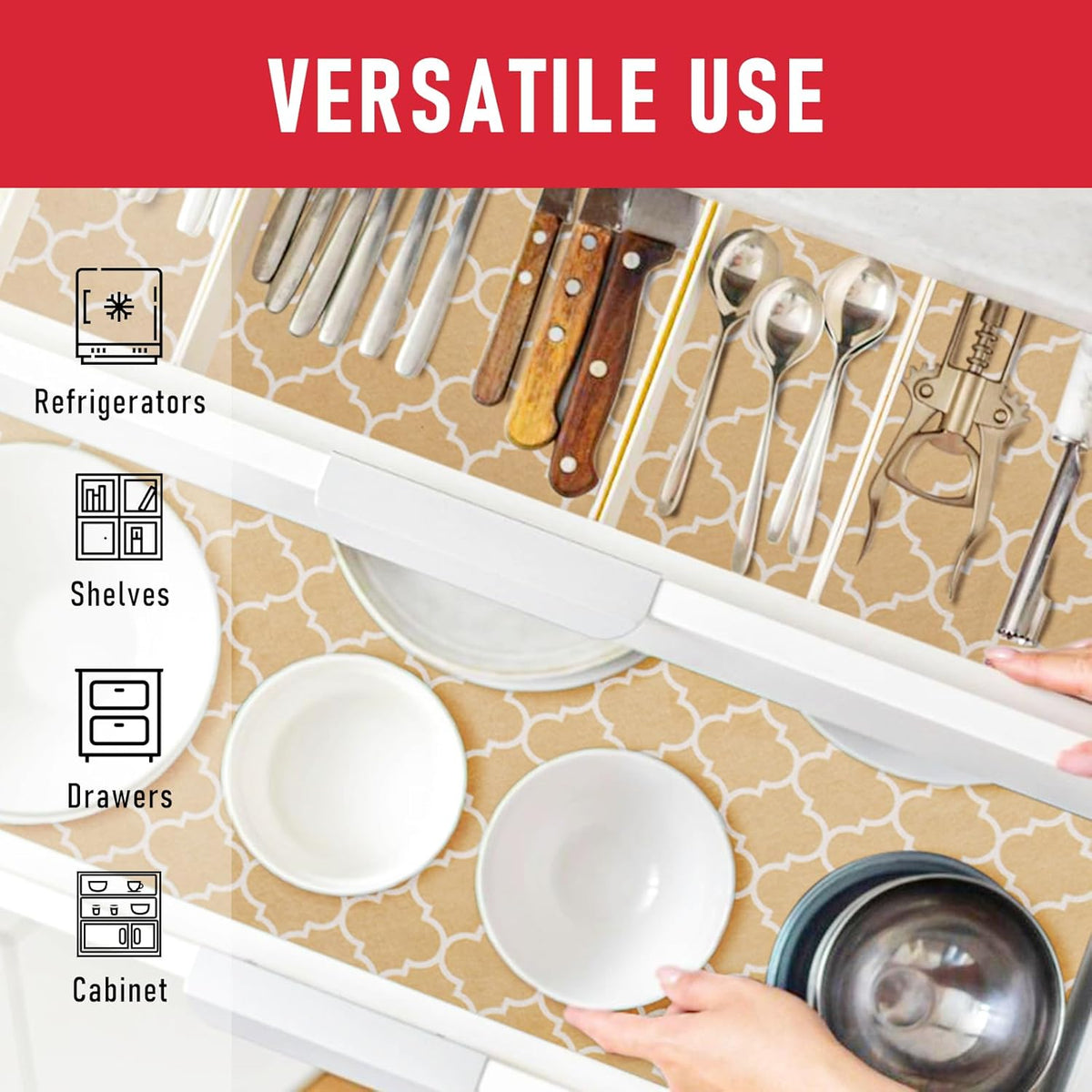 Cooyes 2 in 1 Refrigerator Liners, 6 Pack, 12“ × 24”， Fridge Drawer & Shelf Liners for Kitchen