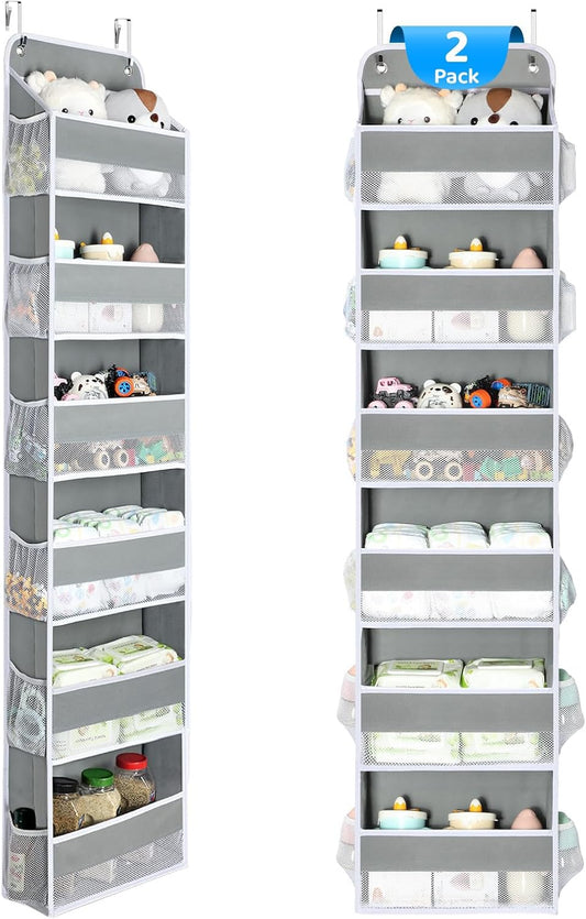 Yecaye 2 Pack Over The Door Organizer, 6-Tier Closet Door Hanging Organizer with 12 Mesh Pockets