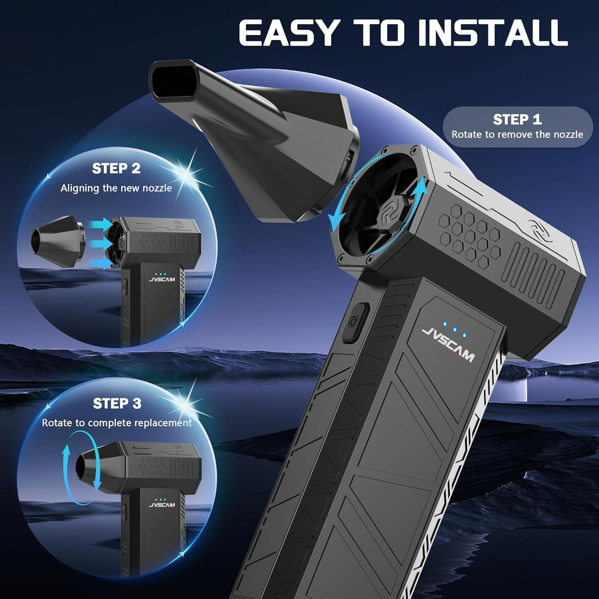 Compressed Air Duster - Electric Air Duster with Brushless Motor - 3 Gear Adjustable Cordless Air