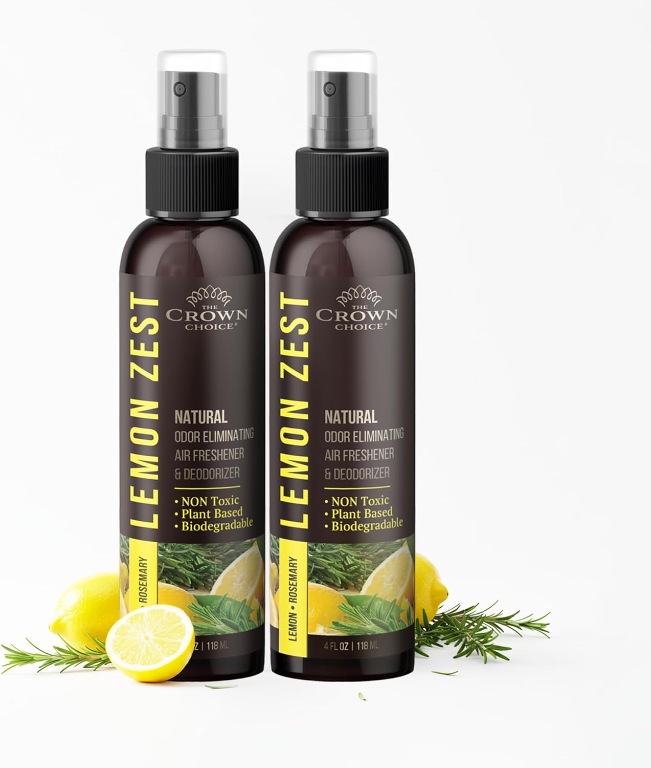 Non-Toxic Odor Eliminator, Natural Citrus Lemon Zest Air Freshener Spray for Home, Room, Closet &