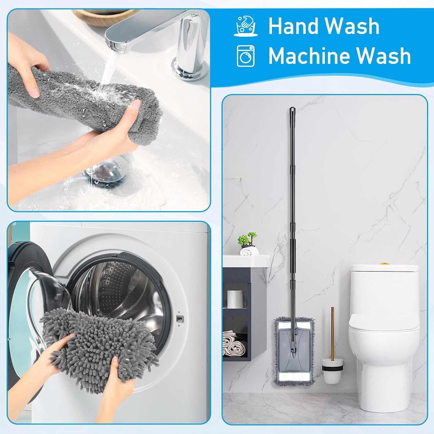 Microfiber Mop Replacemet Head for VOUBIEN Wall Cleaner Mop, 2Pack Reusable Mops Head for Washing