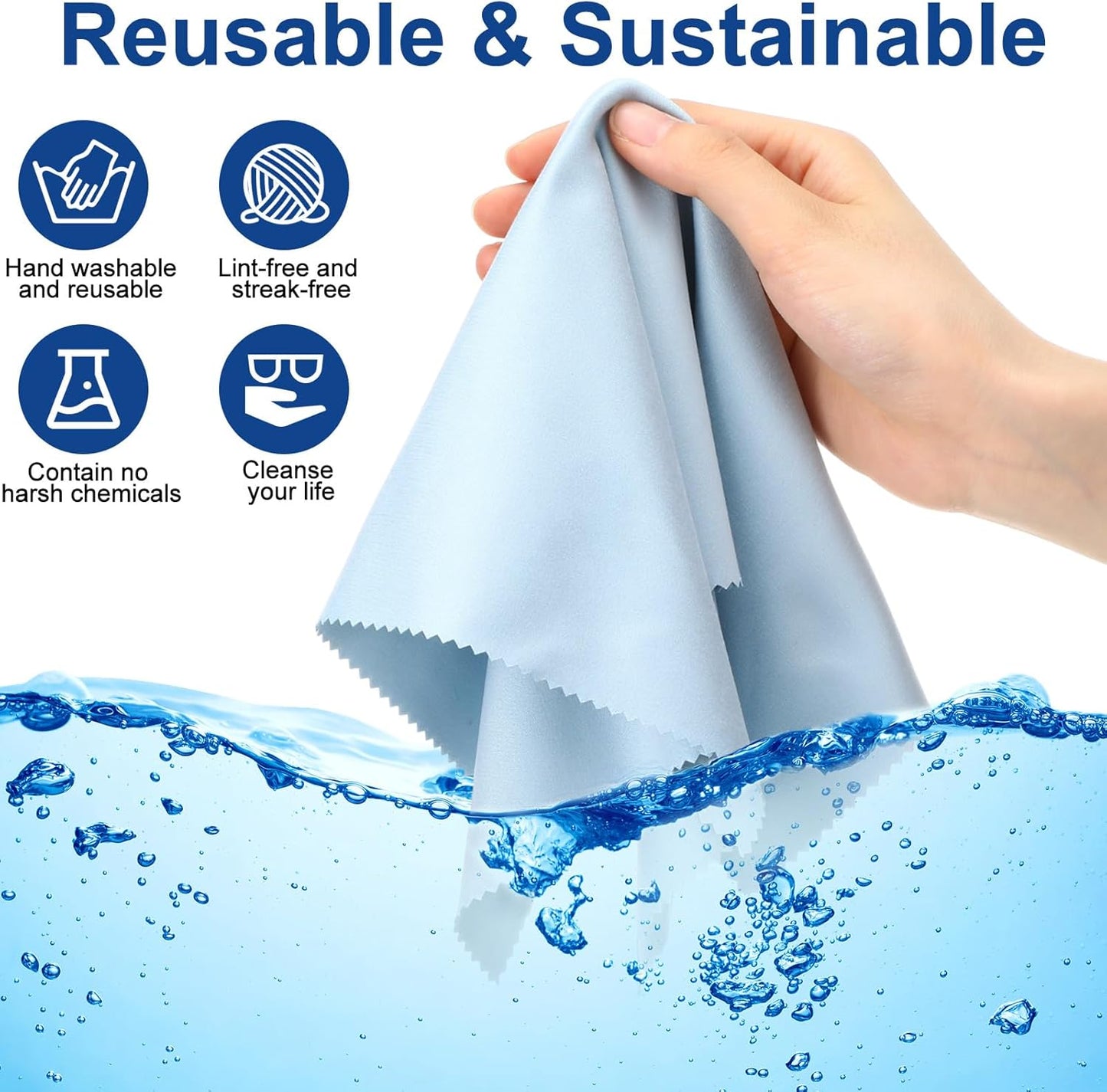 Frienda 12 Pack Large Microfiber Glass Cleaning Cloths 12 x 12 Inch Oversized Eyeglass Sunglasses