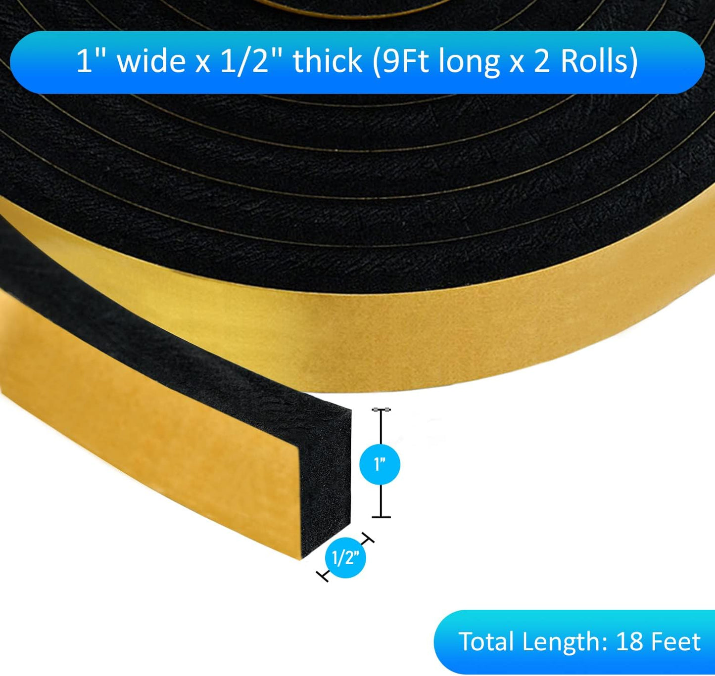 High Density Foam Weather Stripping Door Seal Strip Insulation Tape Roll for Insulating Door Frame