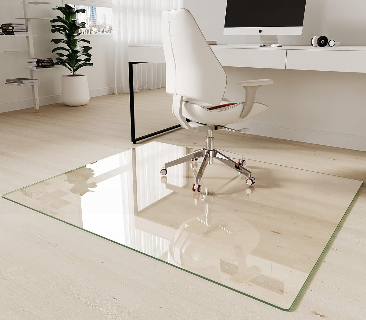 Koonmi Tempered Glass Chair Mat 46"x55" - Premium Office Chair Mat for Hardwood Floors & Low-Pile