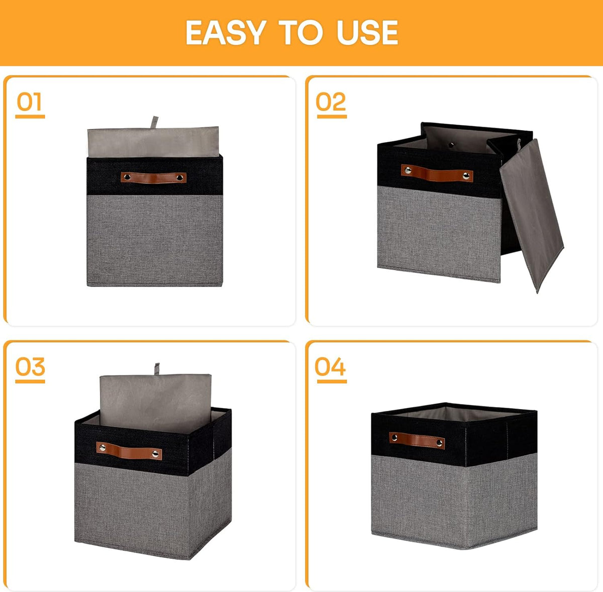 DULLEMELO 11x11 Storage Cubes, Collapsible Sturdy Cube Storage Bins With Handles for
