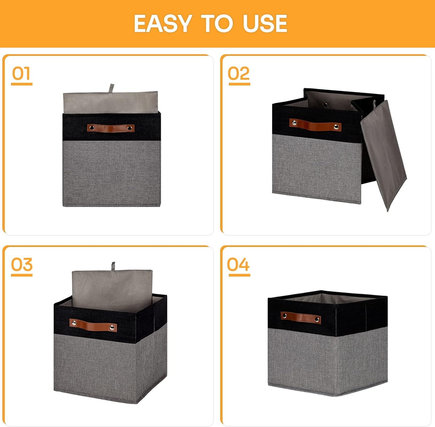 DULLEMELO 11x11 Storage Cubes, Collapsible Sturdy Cube Storage Bins With Handles for