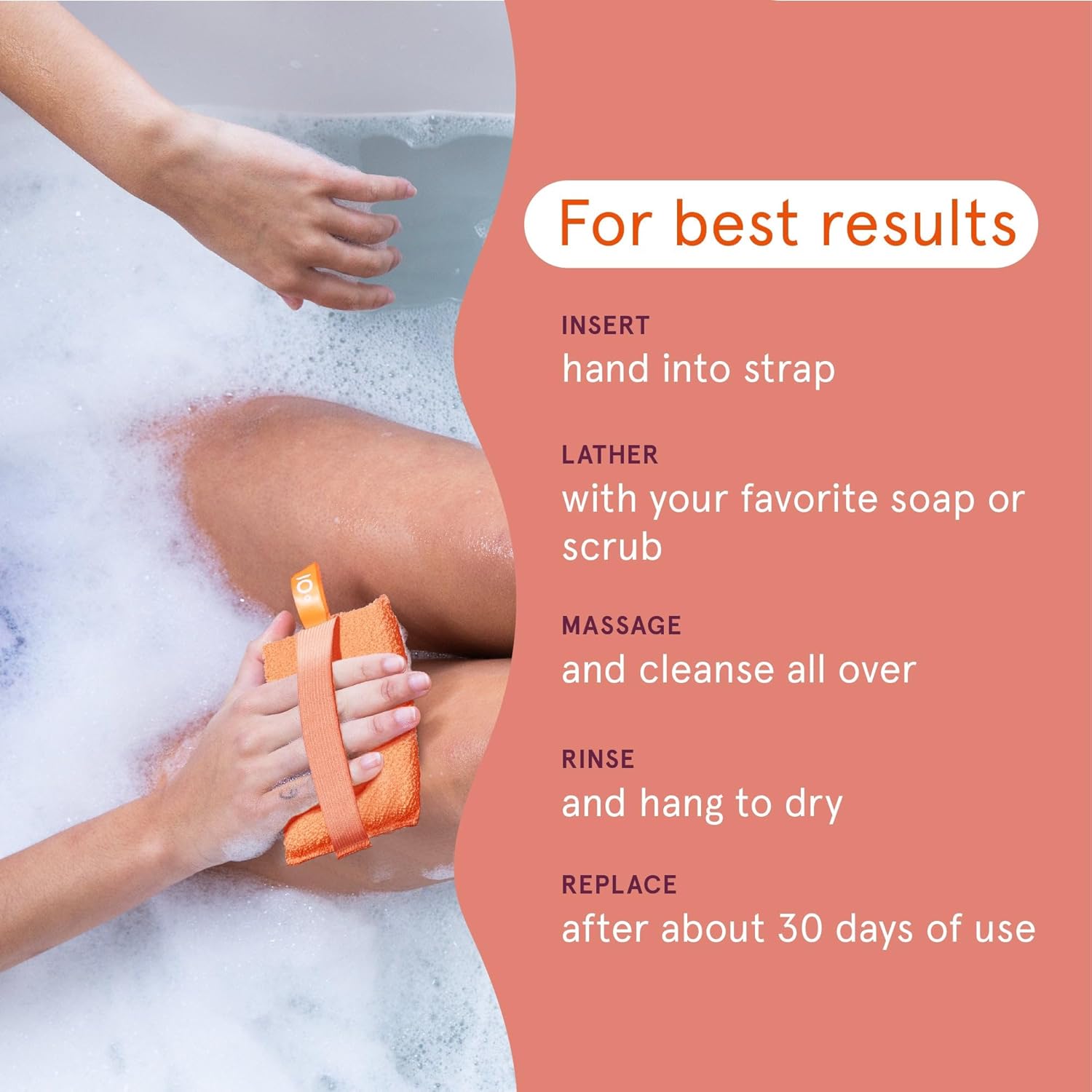 Cleanlogic Bath and Body Exfoliating Body Scrubber, Large Exfoliator Tool for Smooth and Softer