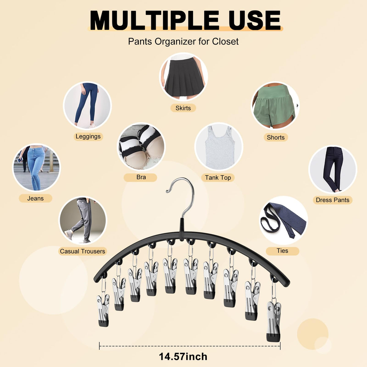 Volnamal Legging Organizer for Closet,2 Pack Metal Yoga Pants Hangers w/10 Clips Hold 20