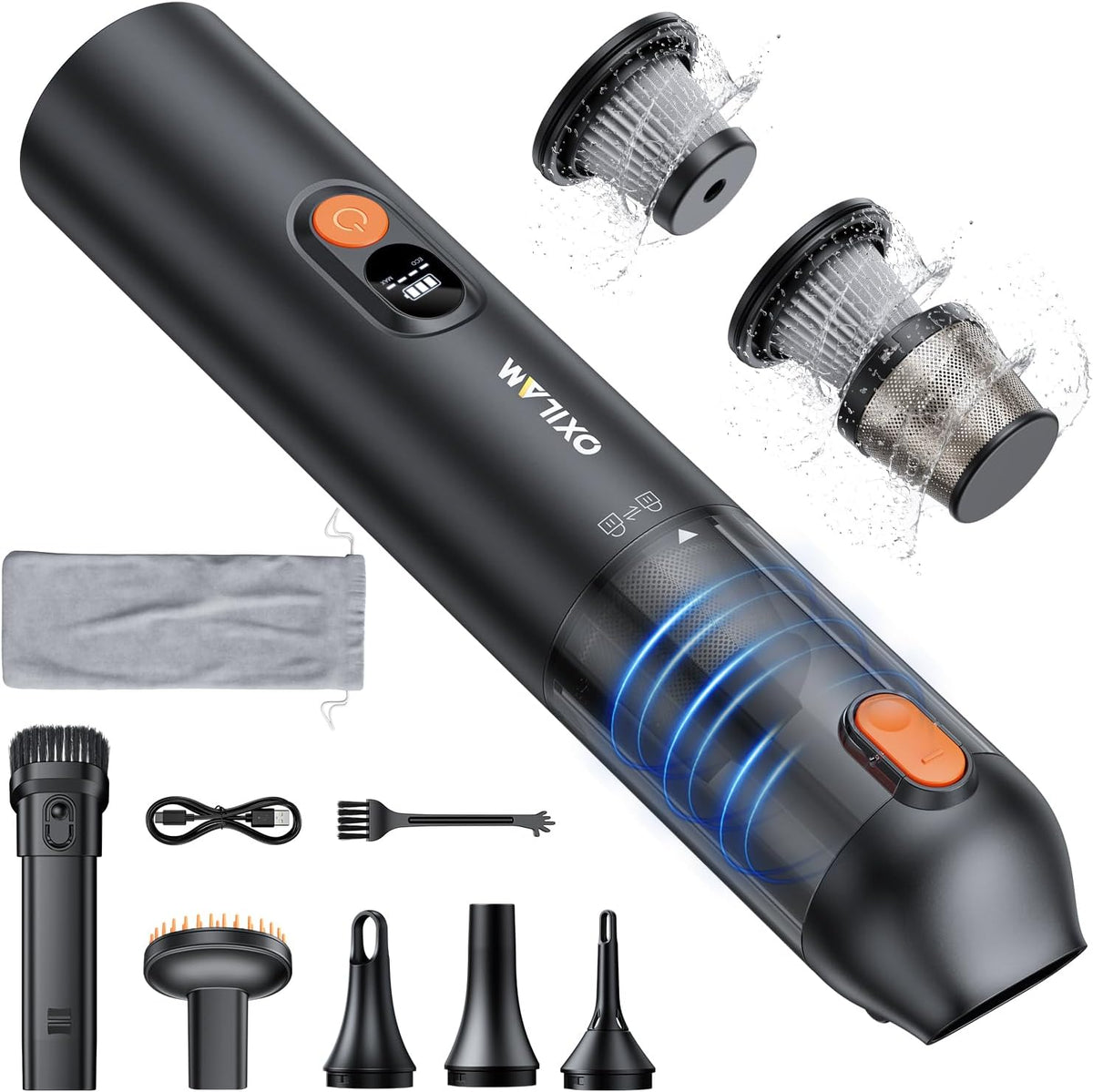 OXILAM Car Vacuum Portable - Handheld Vacuum Cordless 14000PA High Power, Blow & Suction 2 in 1, Up