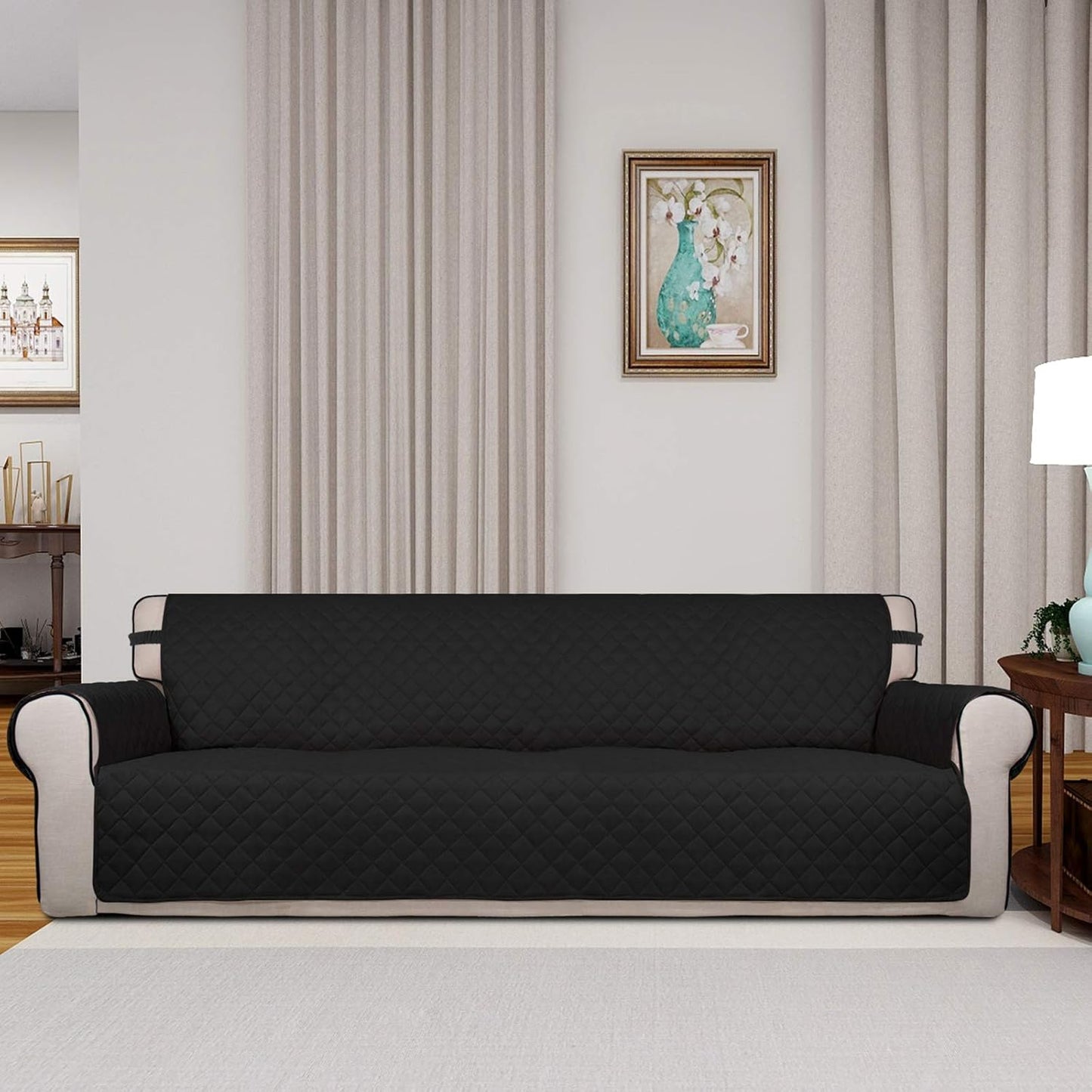 PureFit Reversible Quilted Sofa Cover, Water Resistant Slipcover Furniture Protector, Washable