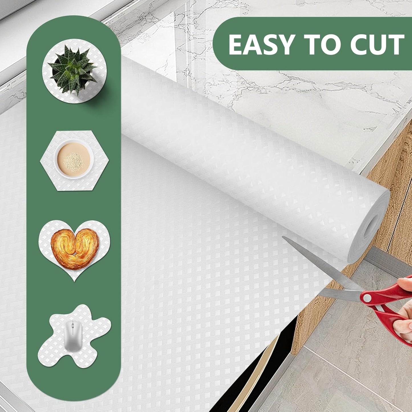 Shelf Liners, Non-Adhesive Drawer Liner, Waterproof & Oil-Proof Kitchen Cabinet Cupboard Liner