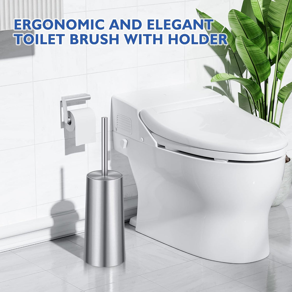 Toilet Brush and Holder, Toilet Brush 304 Stainless Steel, Toilet Bowl Brush for Bathroom