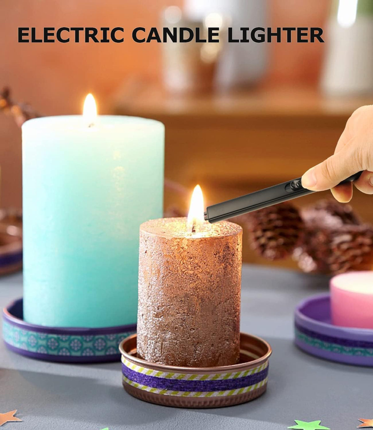 4 IN 1 Candle Wick Trimmer, Electric Candle Lighter Rechargeable, Candle Snuffer, Candle Wick