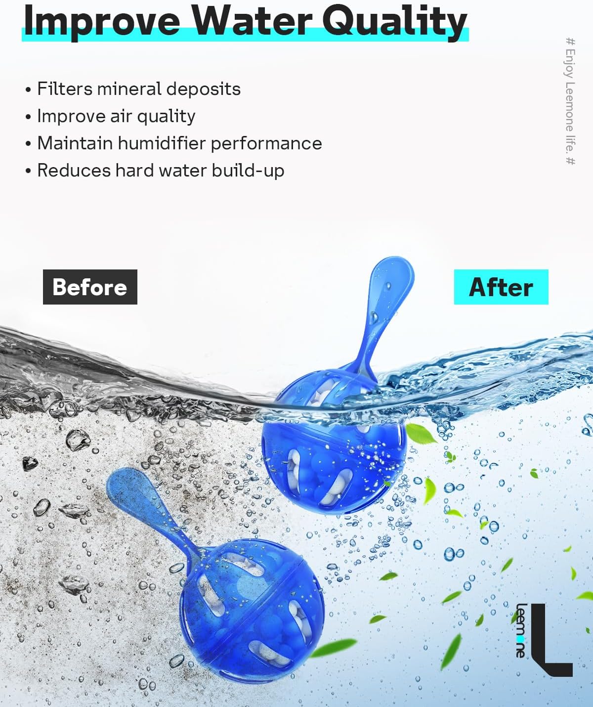 Leemone Humidifier Cleaner 20 Pack, Demineralization Cleaning Ball, Works in All humidifiers and