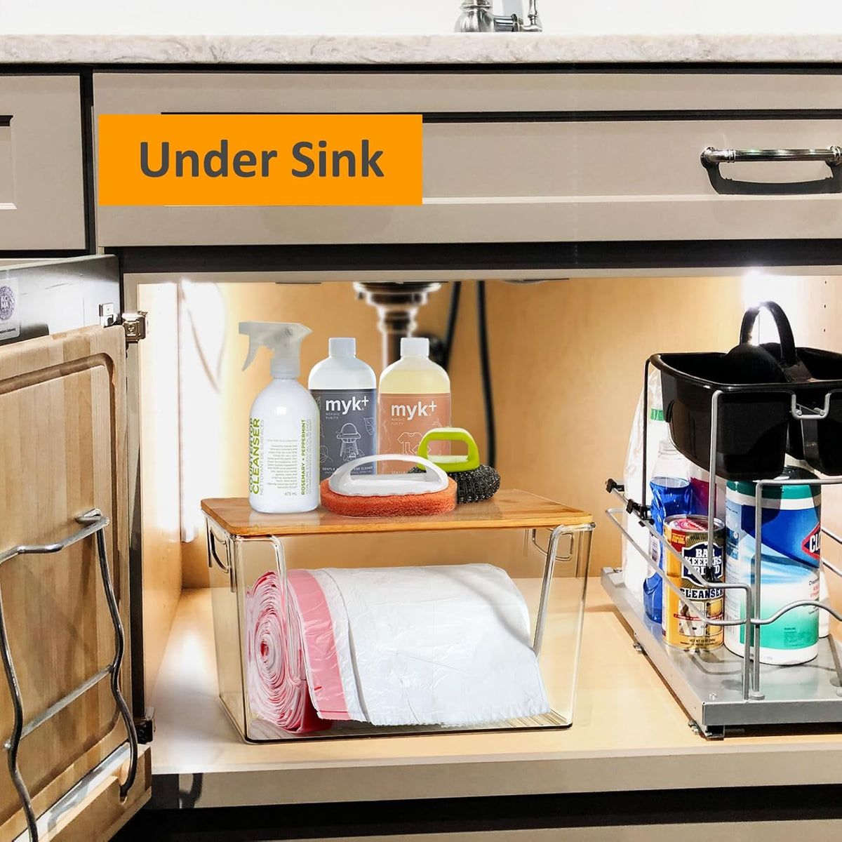 2 Pack Trash Bag Holder Dispenser, Extra Large Garbage Bags Holder, Stackable Trash Bag Holder with