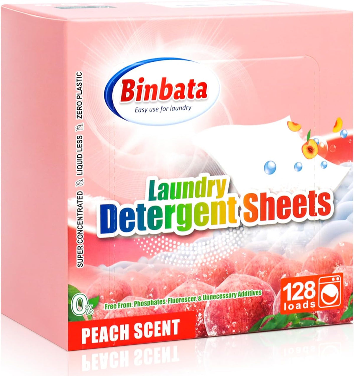 Laundry Detergent Sheets - Up To 128 Loads, Hypoallergenic, Eco-Friendly Peach Scent
