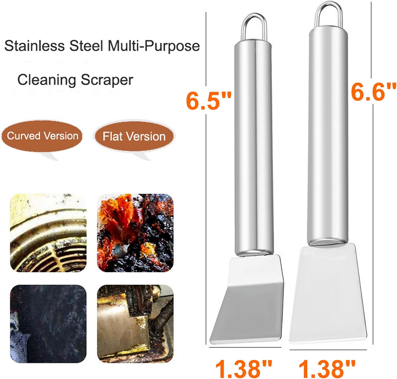 2 PCS Stainless Steel Scrapers – Multifunctional Scraper Cleaning Tool for Cookware, Stovetop