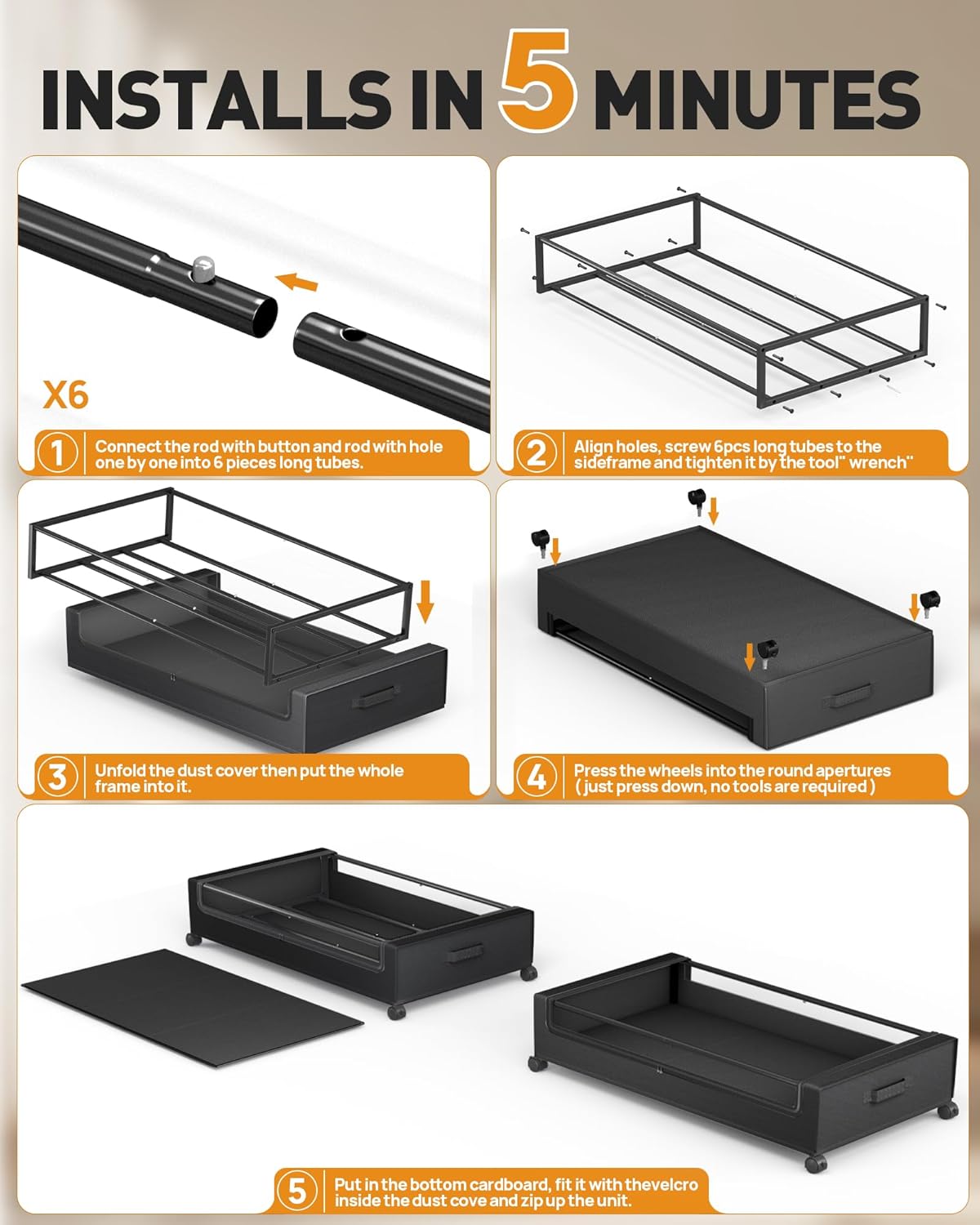 Under Bed Storage, Underbed Storage With Wheels, Under The Bed Storage for Clothes, Blankets