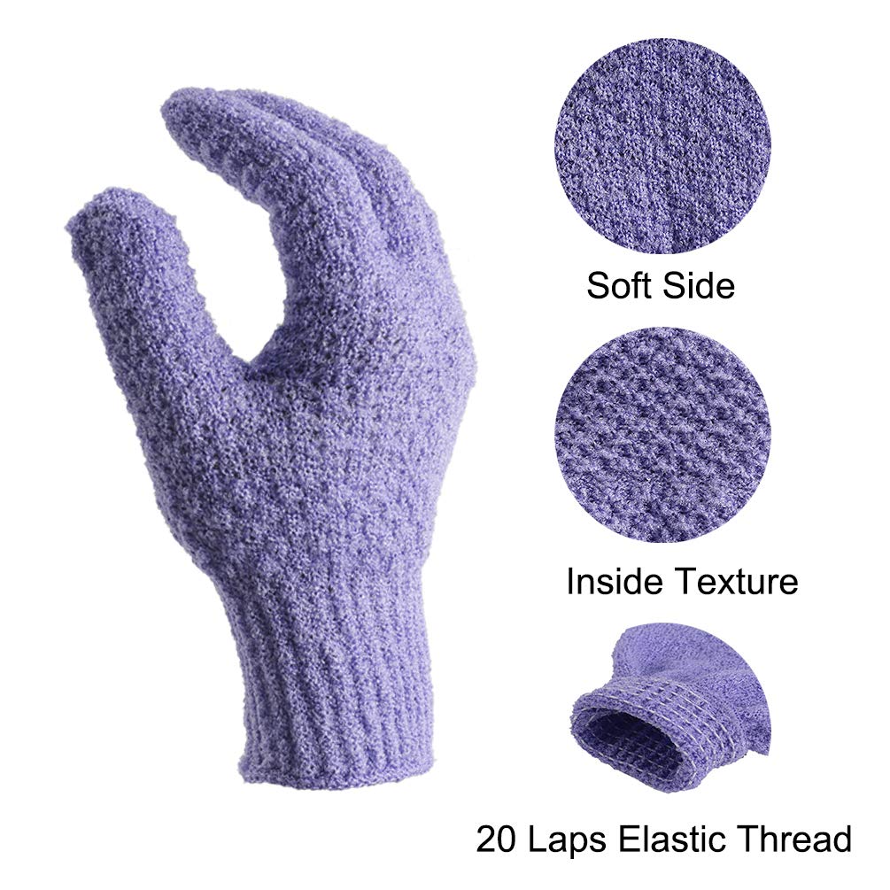 Bath Exfoliating Gloves Scrub - 4 pcs(2 pairs) Lengthened and Large Exfoliating Scrubbing Gloves