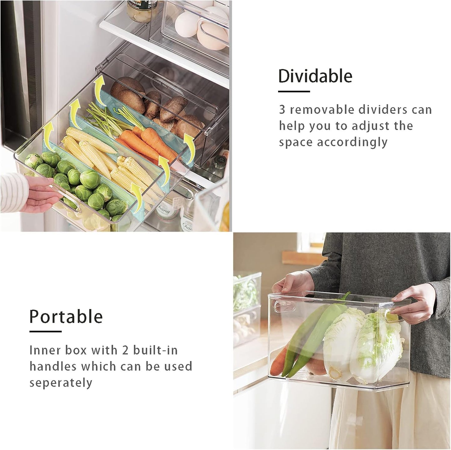 MineSign 7 pack Stackable Refrigerator Organizer Bins Pull-Out Drawers for Fruit and Veggies