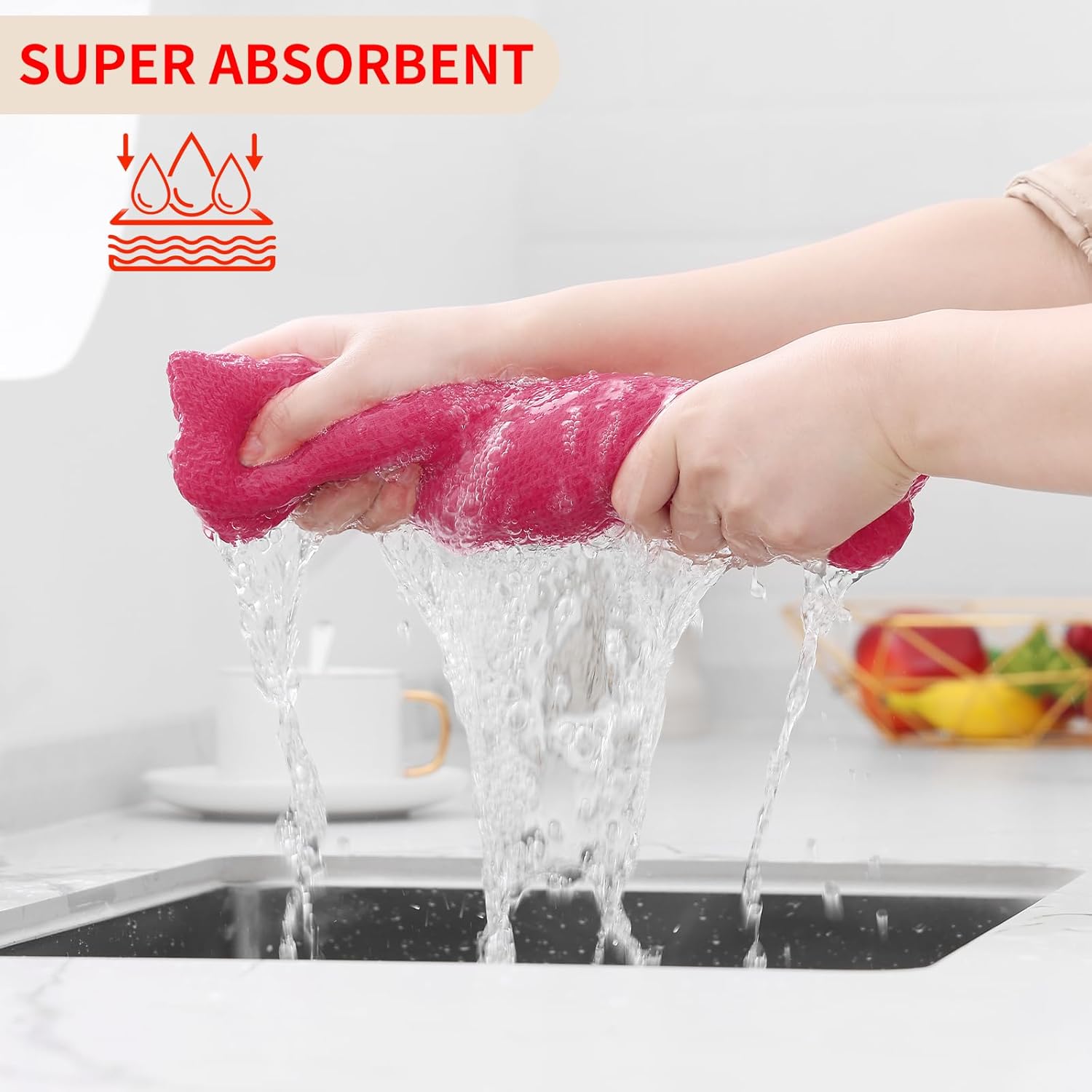 Homaxy 100% Cotton Waffle Weave Kitchen Dish Towels, Ultra Soft Absorbent Quick Drying Cleaning
