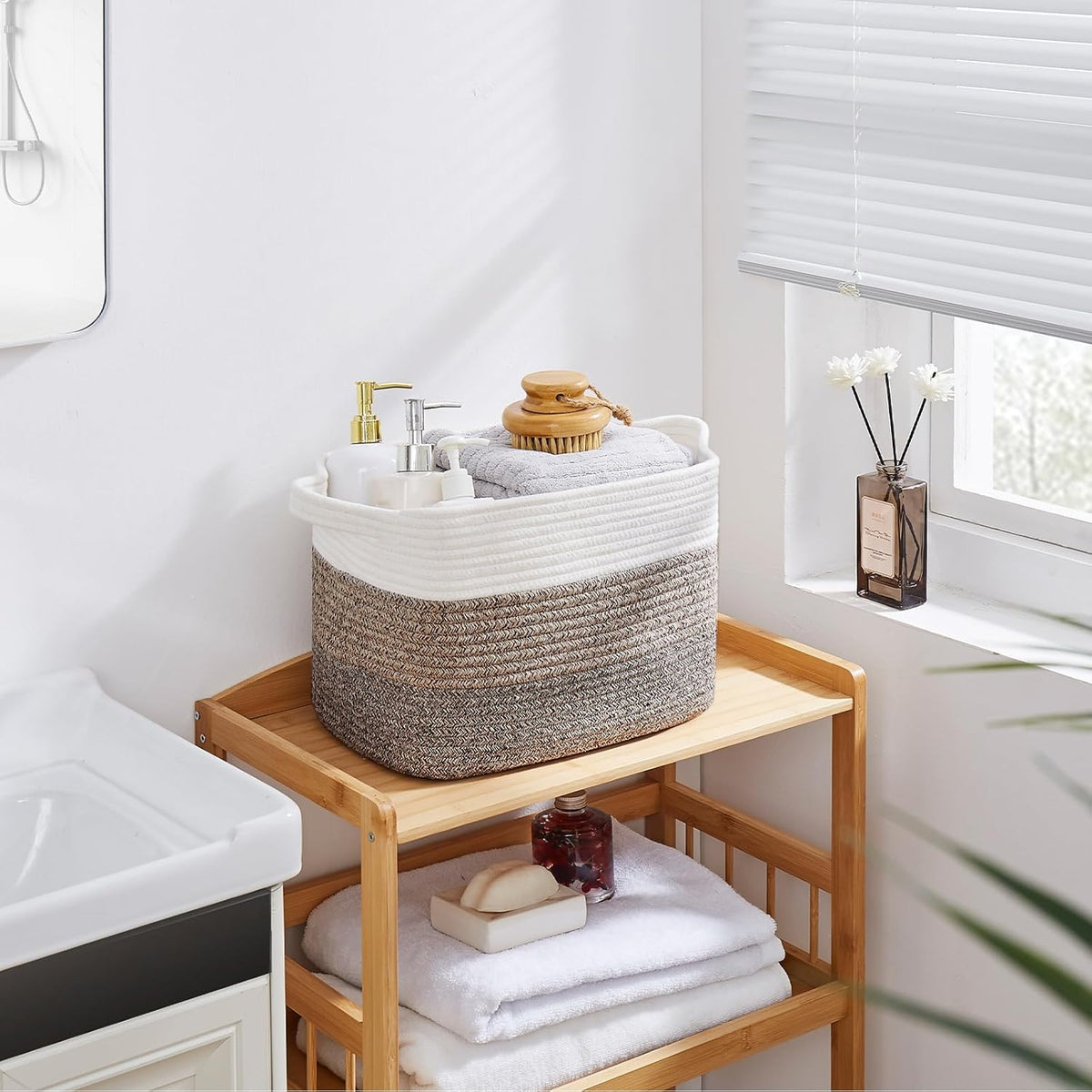 OIAHOMY Storage Basket, Woven Baskets for Storage, Cotton Rope Basket for toys,Towel Baskets for