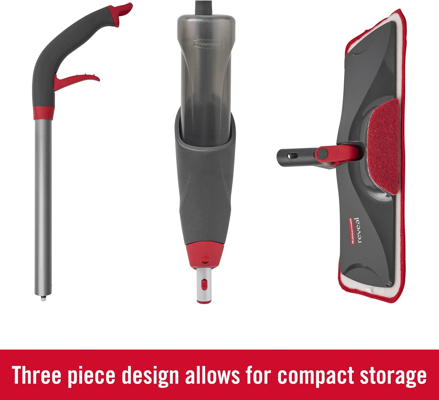 Rubbermaid Reveal Spray Mop Floor Cleaning Kit, 3 Reusable Microfiber Wet Pads, 1 Refillable
