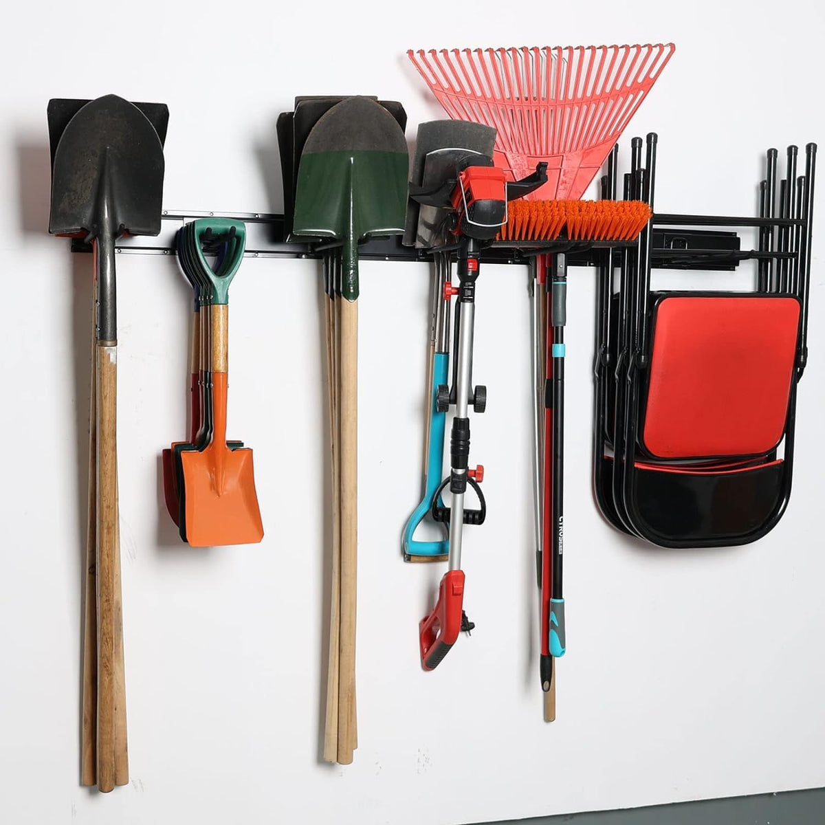 Wallmaster Garage Storage Organization Wall Mount, Garden Tool Rack Organizer Heavy Duty Folding