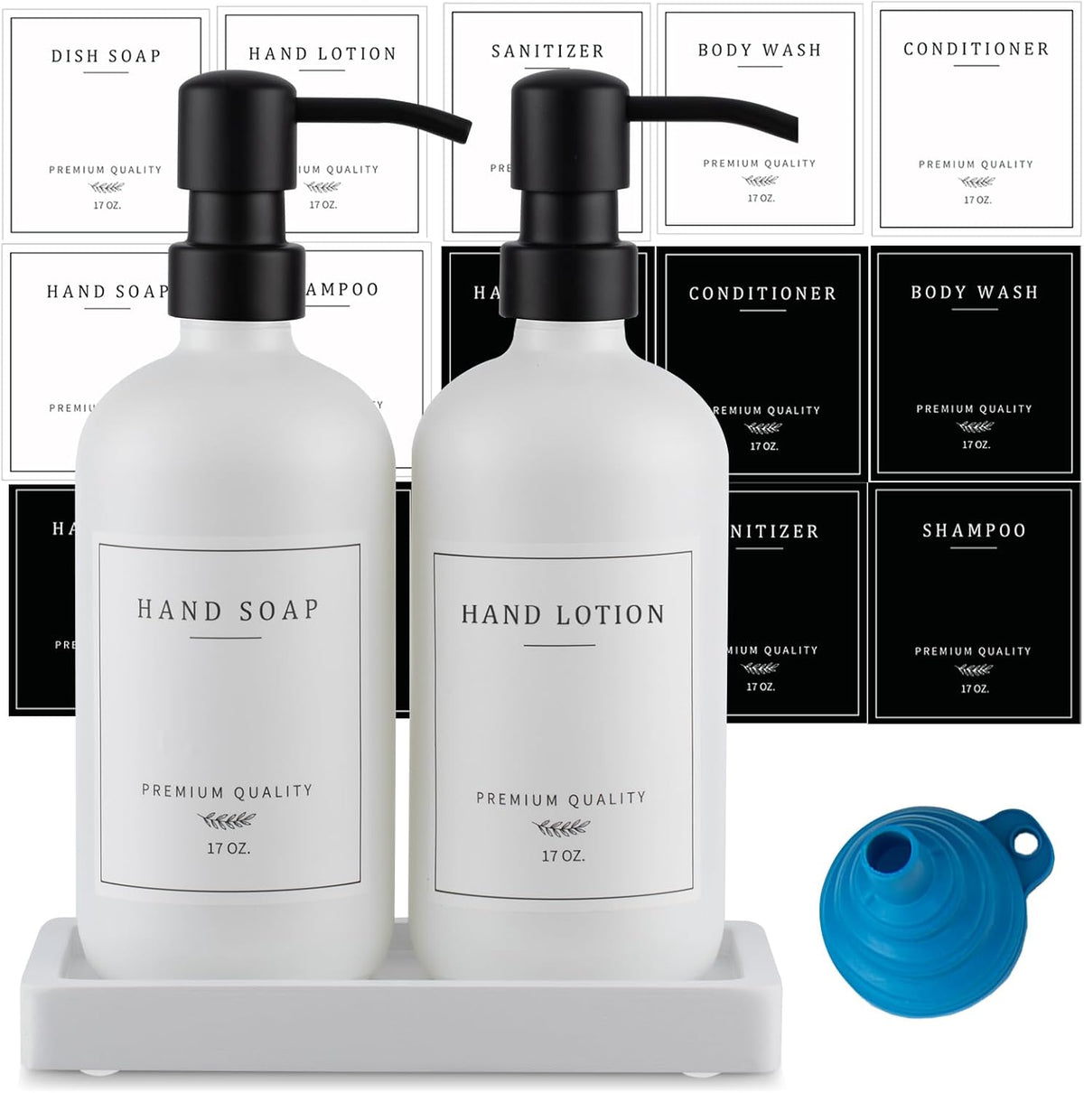 Thick Glass Soap Dispenser - Kitchen Dish Hand Soap Dispenser Set,Rustproof Pump Soap Lotion