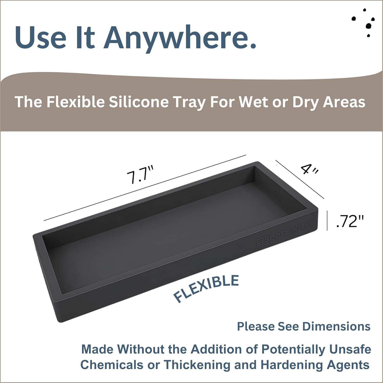 Countertop and Vanity Tray – Small 7.7” Silicone Tray, Soap Dispenser Trays, Bathroom Trays