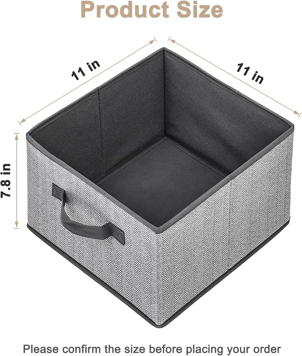 Storage Baskets, 11-Inch Woven Fabric Bins, Storage Cubes with Reinforced Handles, Organizer Bins