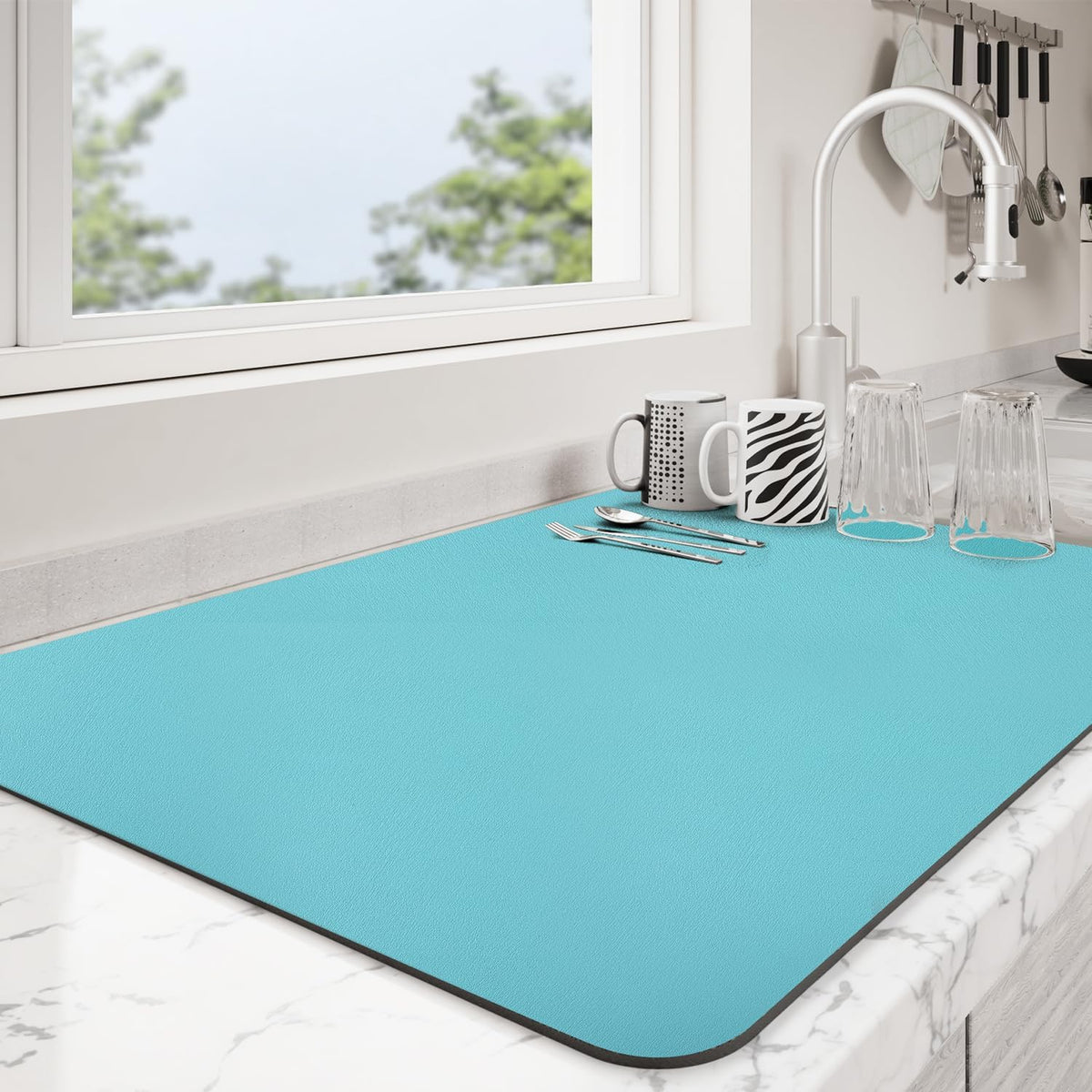 Dish Drying Mat for Kitchen Counter | Coffee Bar Mat for Countertops | Heat Resistant Drainer Mat
