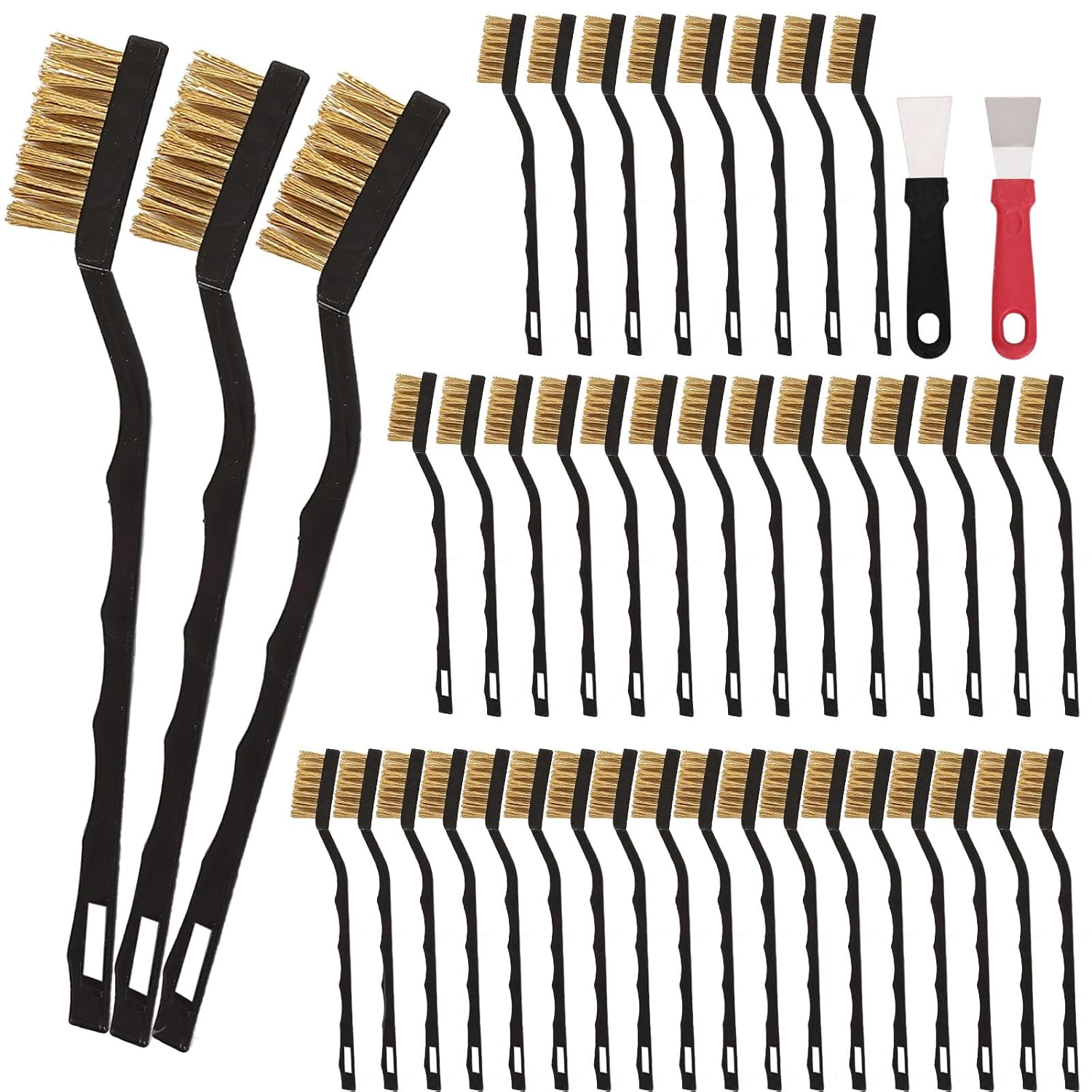 Mini Wire Brush Pure Brass Copper Wire Brush Set, Curved Handle Masonry Brush Wire Brush for