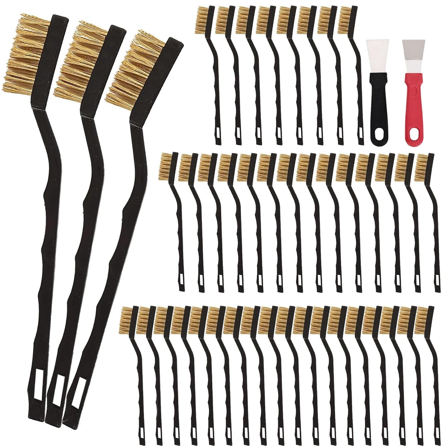 40 Pcs Mini Wire Brush Brass Brush Set, Curved Handle Masonry Brush Wire Brush for Cleaning Welding