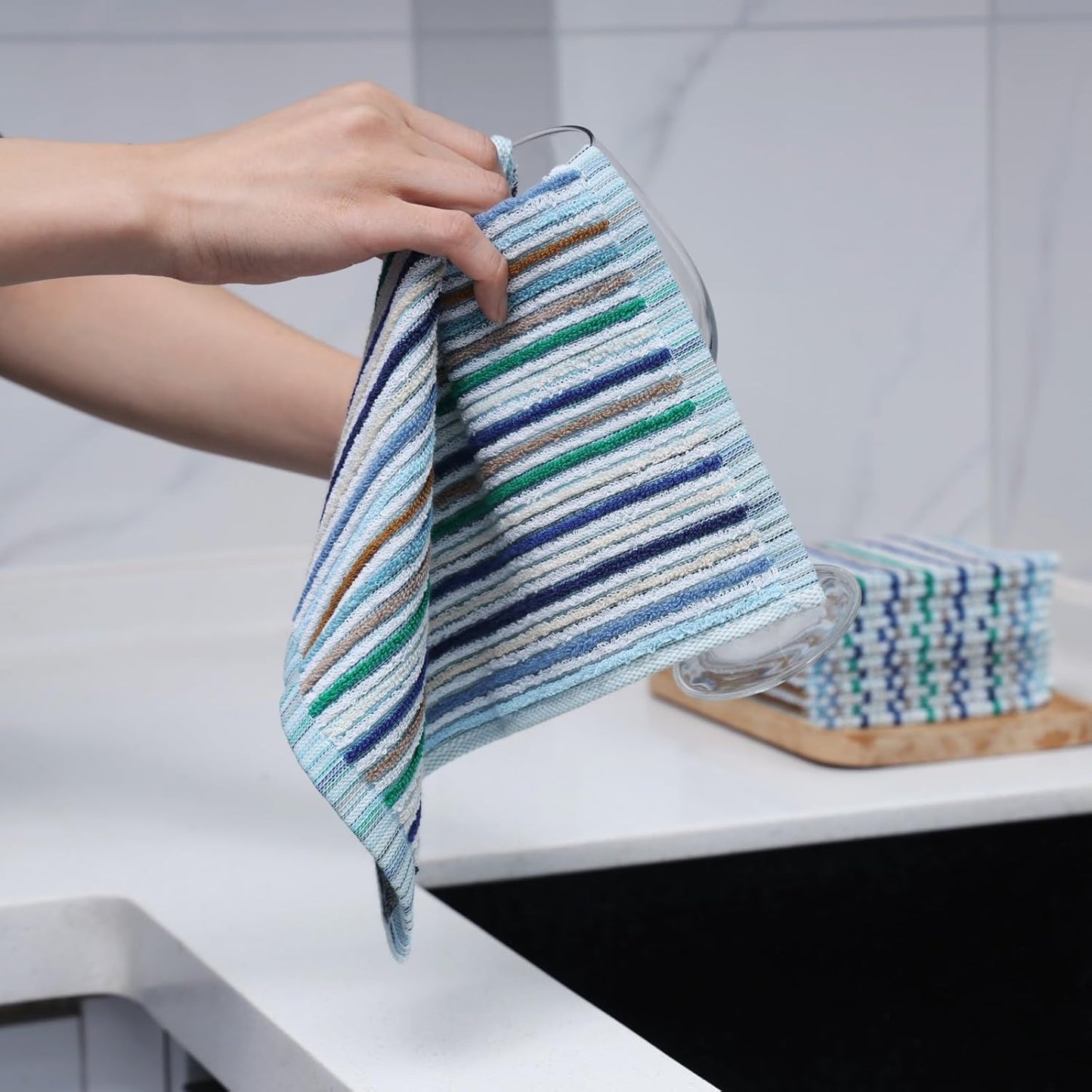 Oeleky Kitchen Dishcloths for Washing Dishes, Ultra Absorbent Dish Rags, Cotton Cleaning Cloths