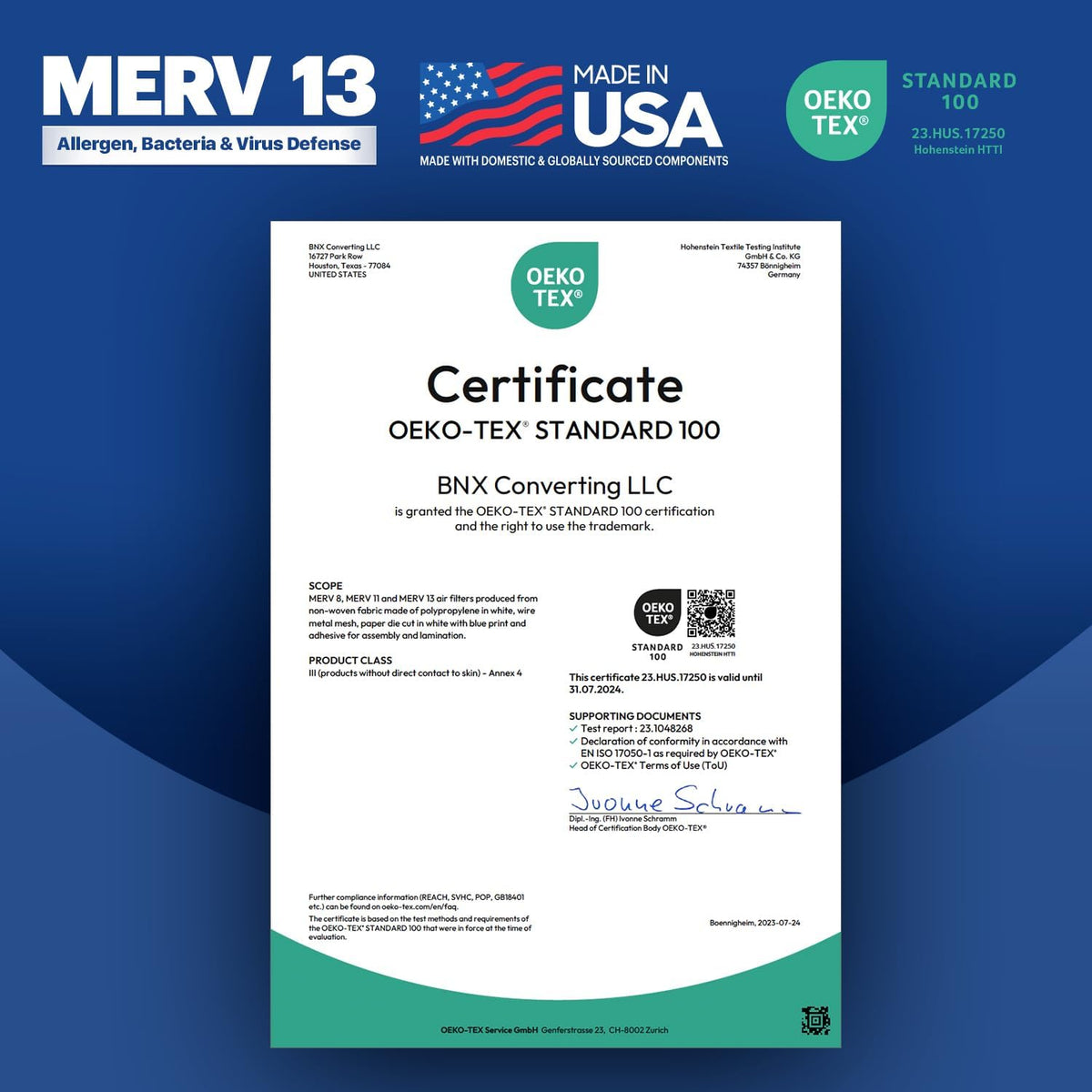 BNX TruFilter 18x20x1 Air Filter MERV 13 (6-Pack) - MADE IN USA - Electrostatic Pleated Air
