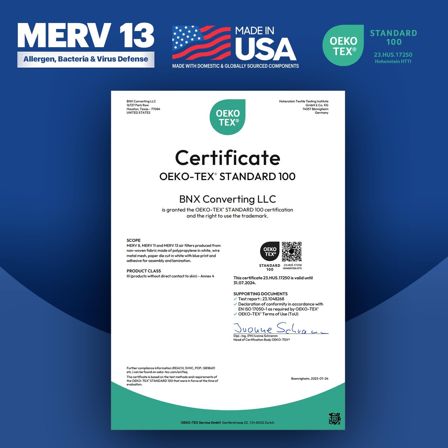 BNX TruFilter 14x30x1 Air Filter MERV 13 (6-Pack) - MADE IN USA - Electrostatic Pleated Air