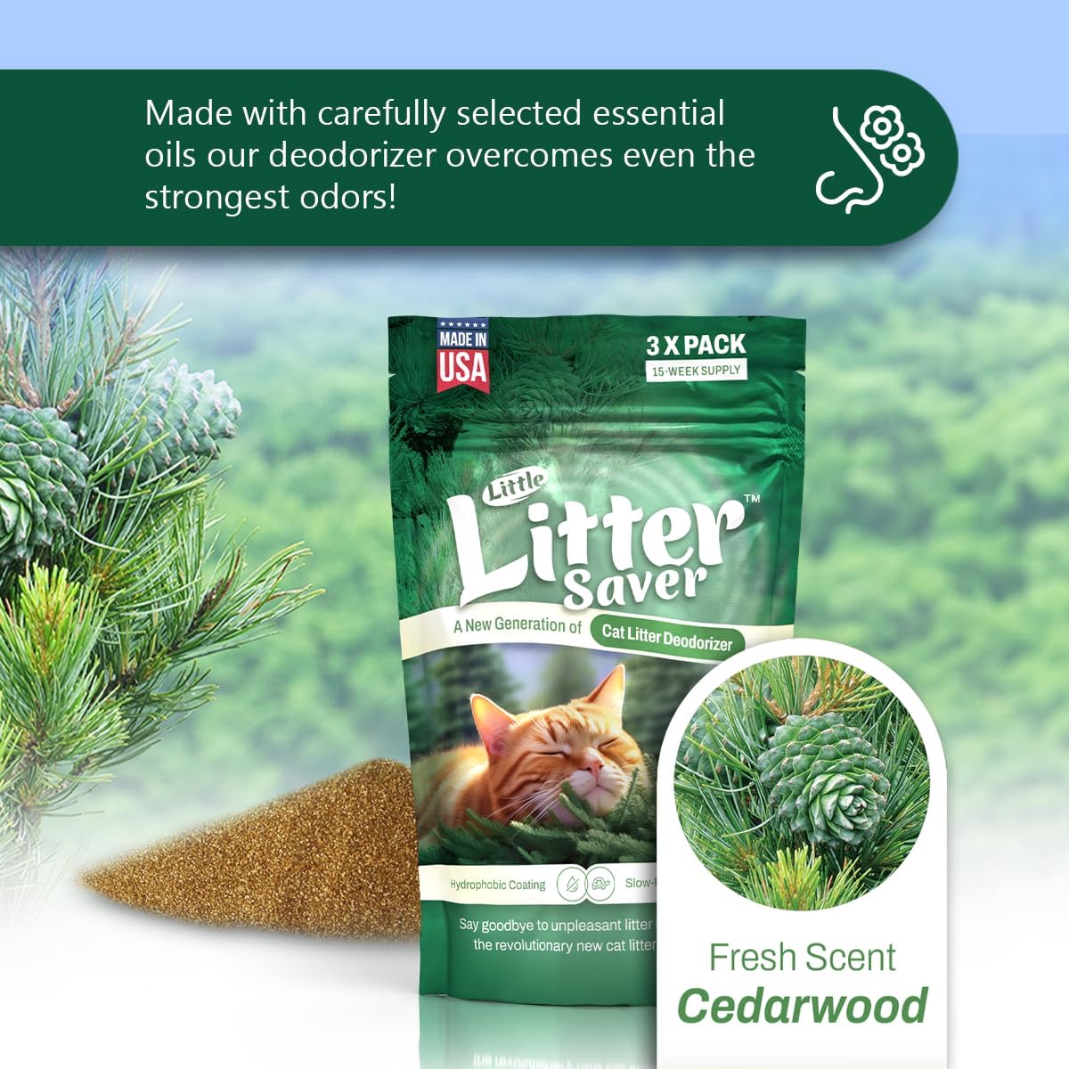 Little Litter Saver | a New Generation Of Cat Litter Box Deodorizer | Unique Formula for Slow